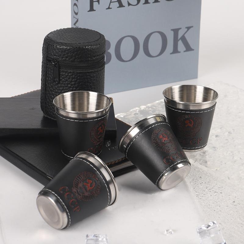 Wine Beer Glass Set - 4-delige set outdoor reisbekers van roestvrij